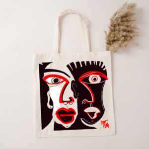 King and Queen Abstract Wearable Artwork Tote Bag