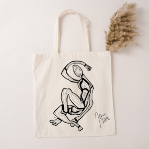 Sitting Nude Minimalist Wearable Artwork Tote Bag
